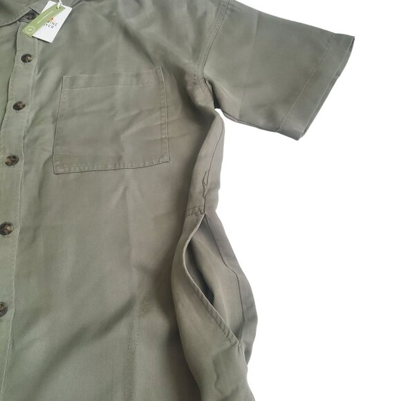 Marine Layer Renata dress Olive green sz medium button closure short sleeve new - Picture 10 of 16